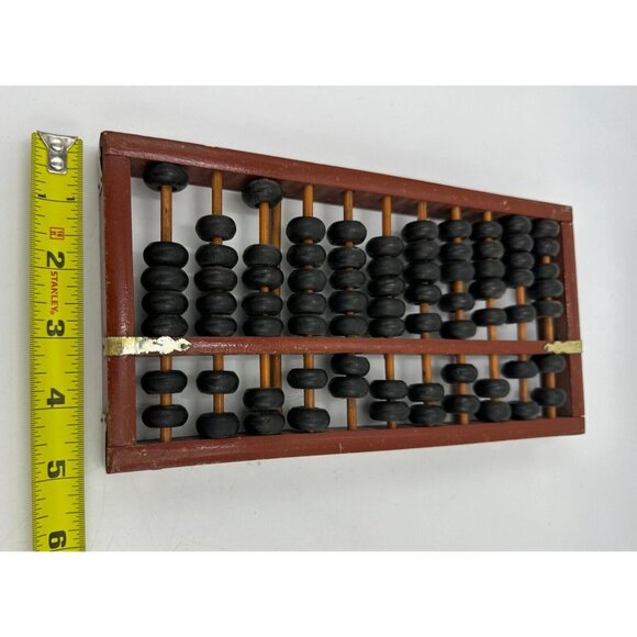 Vtg MCM Chinese Abacus Abaci 11 Digits Rods Calculator Core Wood Wooden 10 X 5 - Picture 11 of 11